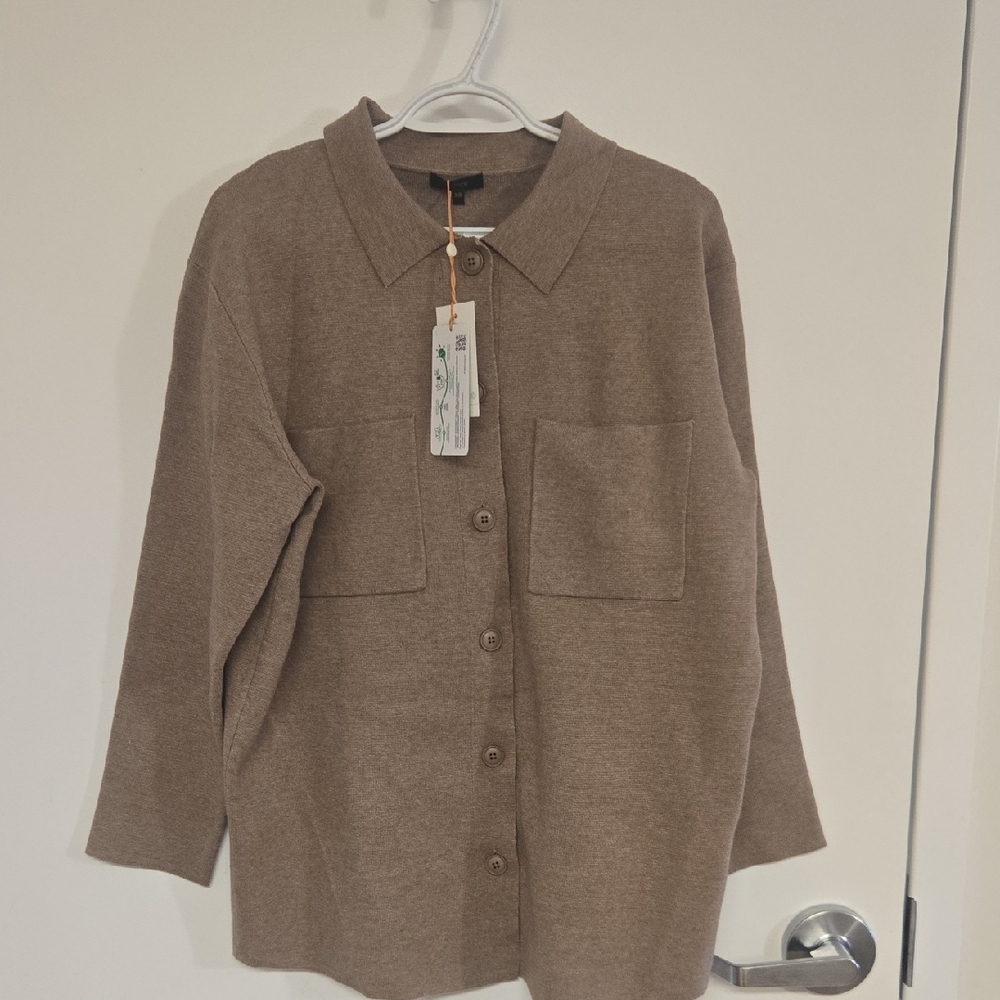 NWT Quince Eco Knit Milano Stitch Oversize Shirt Jacket